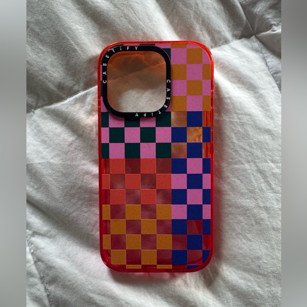 Castify rainbow checkered iPhone 15 pro phone case